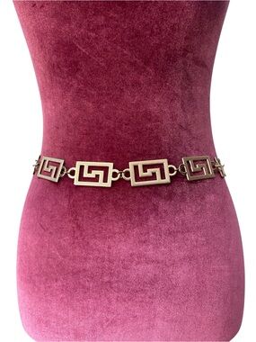 Geometric Greek Link Gold Chain Statement Belt